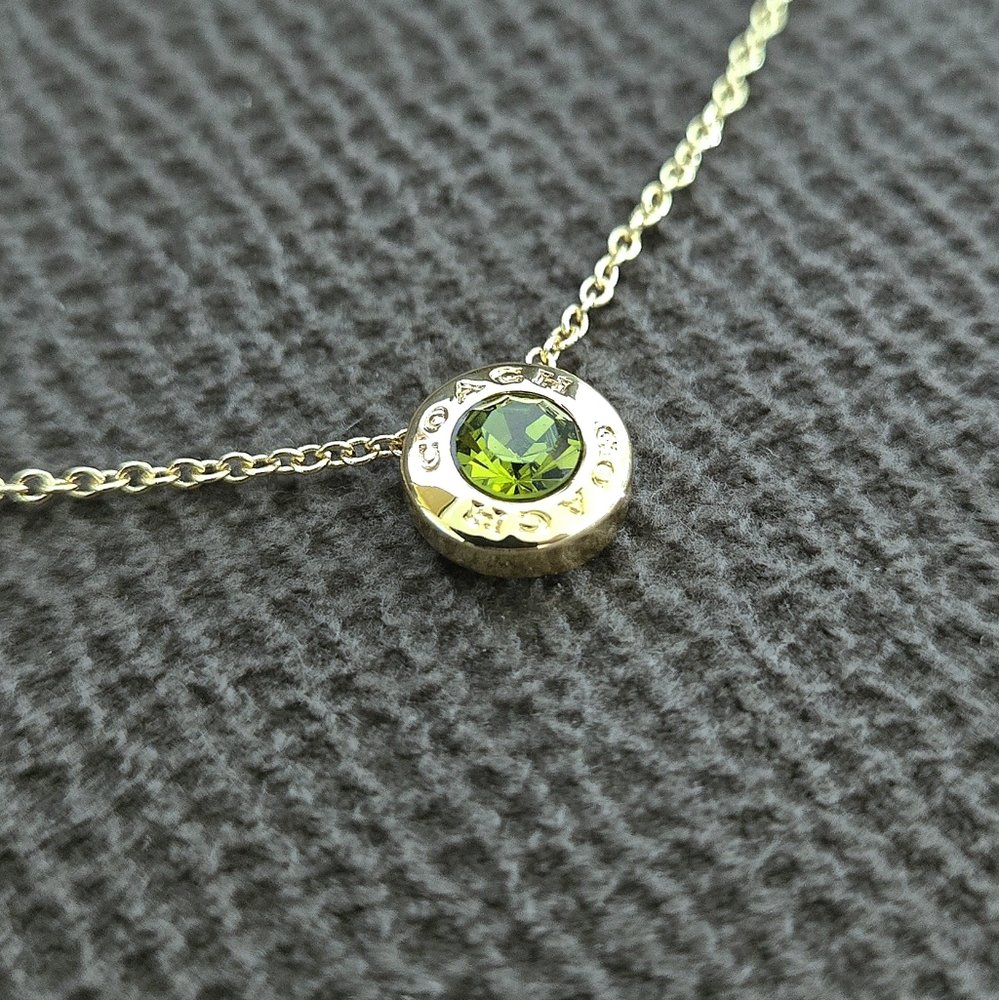 Coach Raised Gold💛 Slider Disc💿 Pendant Necklace - NIB - Picture 8 of 16